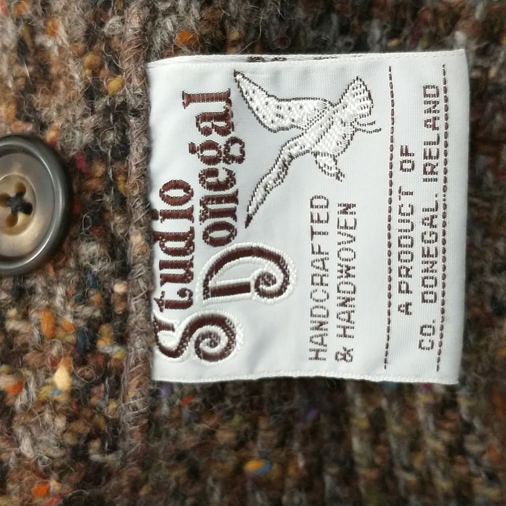Donegal Ireland Woven Wool Jacket Neutral Plaid Irish Handcrafts Quality Natural - Picture 8 of 12